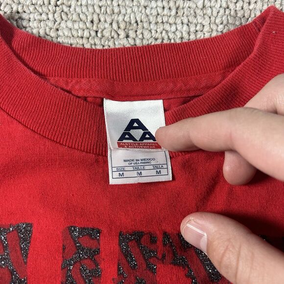 Vtg Chris Brown Live Concert Tour Graphic Shirt Mens Medium Pop Red Glitter Y2K - Picture 8 of 12